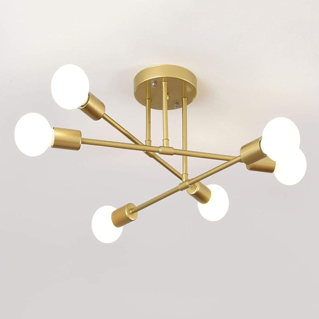 ELEPHANTBOAT Modern Metal Chandelier Light Fixture, 6-Light Modern Flush Mount Ceiling Light for Living Room, Ceiling Light for Bedroom, Dining Room, Office, E27 Light Bubble Not Included ELEPHANTBOAT Modern Metal Chandelier Light Fixture, 6-Light Modern Flush Mount Ceiling Light for Living Room, Ceiling Light for Bedroom, Dining Room, Office, E27 Light Bubble Not Included